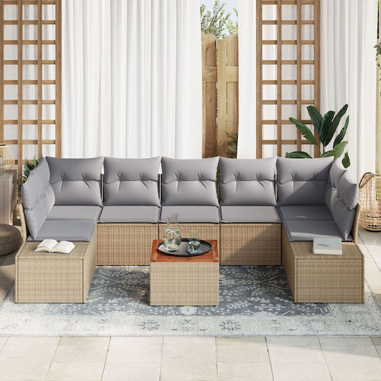 Garten- und Outdoor-Möbelsets Typsatz Wohnbereich 7 Stück Beige mit Kissen