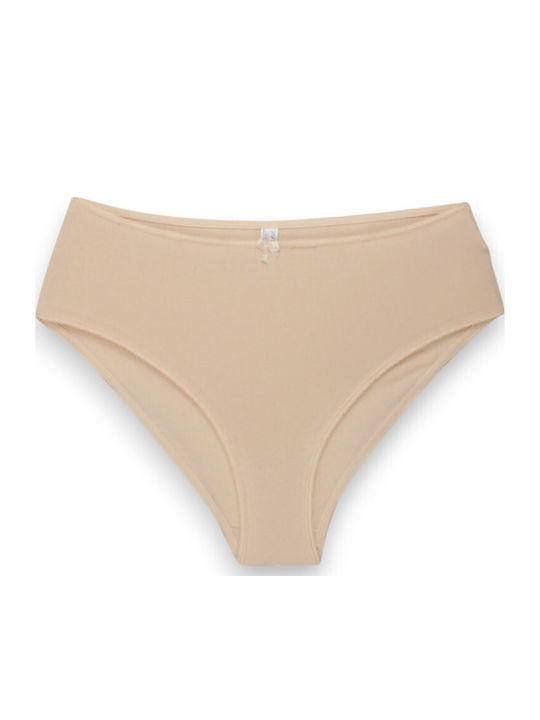 Βαμβακερά High Waist Women's Slip 3Pack Beige