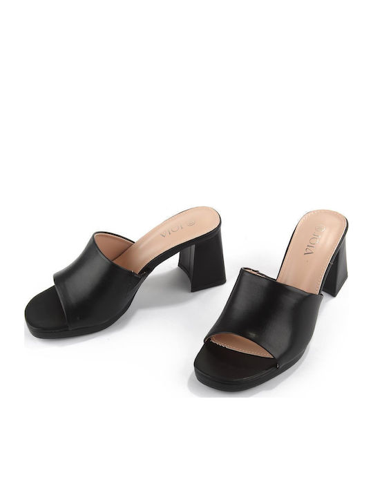 Mules with High Heel in Black Color