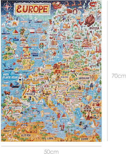 Illustrated Puzzle 1000pcs Map of Europe