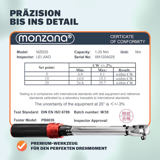 Set de scule cu cuplu Monzana, 18 piese, pentru biciclete și motociclete 109715