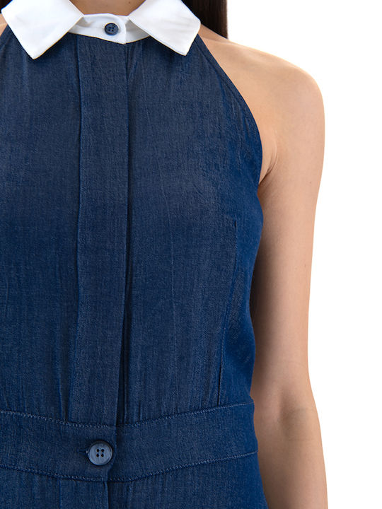 Summer Maxi Dress for Wedding Christening Off-Shoulder Blue