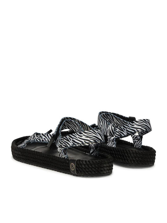 Δερμάτινα Γυναικεία Ανατομικά Σανδάλια Flatforms Μαύρα