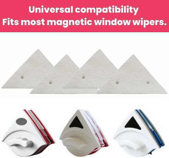 Set 20 Rezerve Magnetice pentru Ștergător Mercaton, Tampoane Triunghiulare, Mărime Universală, Compatibile cu Majoritatea Sistemelor de Curățare Magnetice, Ușor de Schimbat, Curățare Rapidă și Eficientă, Potrivite pentru Grosimi de Sticlă Între 3-15 mm, Culoare Albă