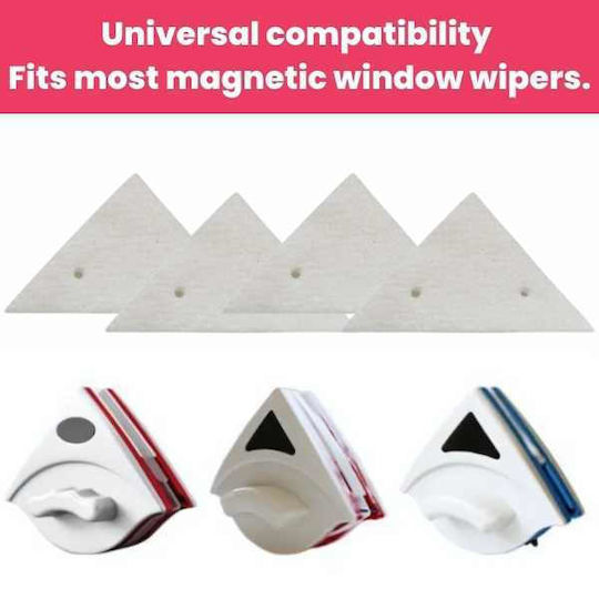 Set 8 Rezerve Lavetă Magnetică Triunghiulară Mercaton Dimensiune Universală Compatibilă cu Majoritatea Sistemelor de Curățare Magnetice Ușor de Schimbat Curățare Eficientă și Rapidă Compatibilă cu Grosimi de Sticlă Între 3-15 mm Culoare Albă