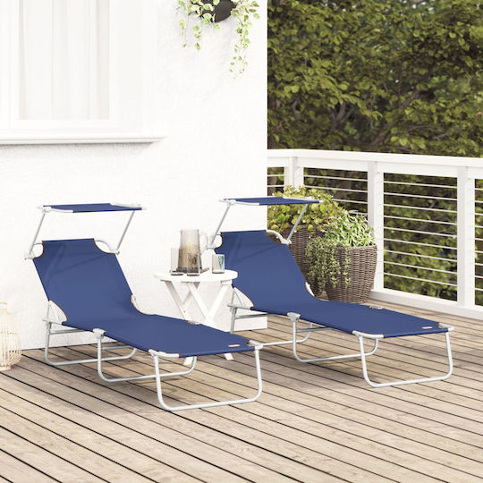 Folding Sunbeds 2 Pieces Blue Cover 600d Oxford Fabric