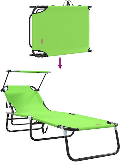 Folding Sunbed with Canopy Green 600d Oxford Fabric