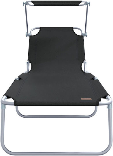 Folding Sunbeds 2 Pieces Black Canopy 600d Oxford Fabric
