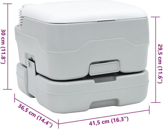 Portable Toilet Grey & White Plastic 10 L