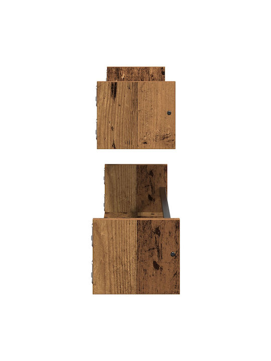 Wall Shelf Stepladder Style Old Wood (2 pcs) 80x16x14 cm