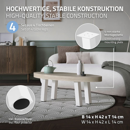 ML-Design ML-Design Metallic Furniture Leg Suitable for Table / Coffee Table 8x8x42cm White
