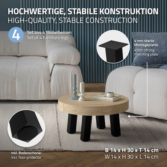 ML-Design ML-Design Metallic Furniture Foot Suitable for Table / Coffee Table 8x8x30cm Black