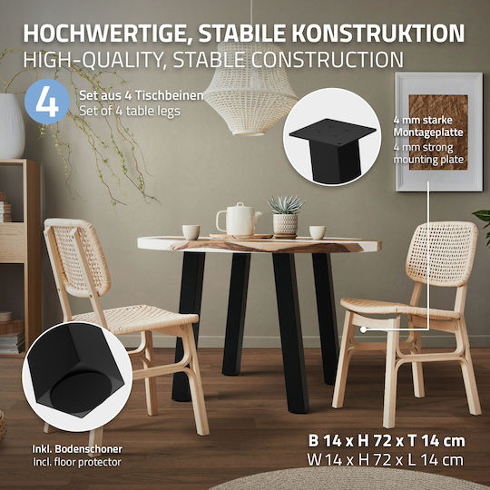 ML-Design Metallic Furniture Foot Suitable for Table / Coffee Table 8x8cm Black