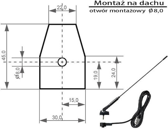 Blow Κεραία Αυτοκινήτου Οροφής FMD340 Βιδωτή για Ραδιόφωνο