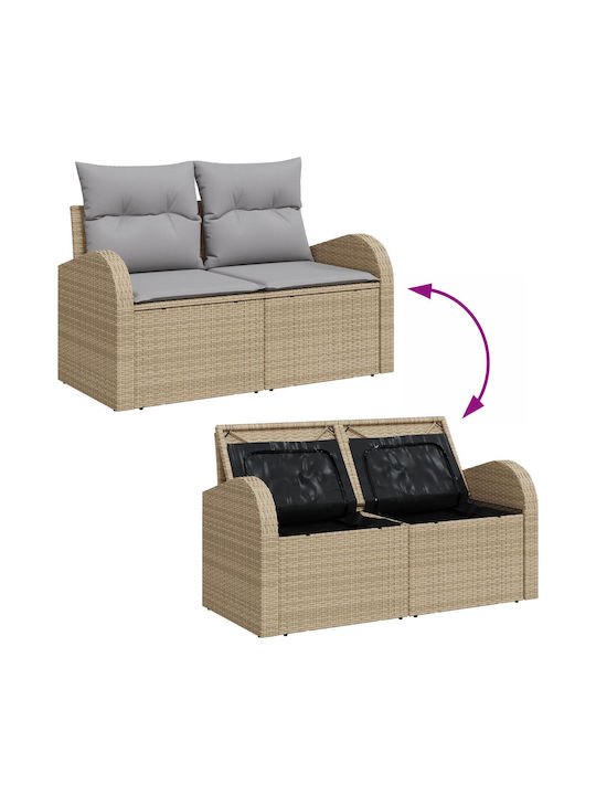 Zweisitziges Sofa Außenbereich Rattan mit Kissen 55x55x37cm
