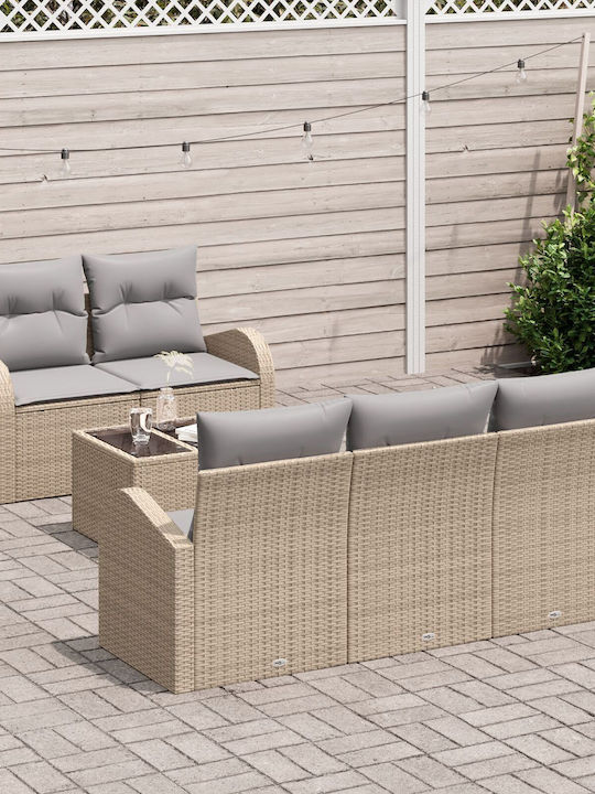 Zweisitziges Sofa Außenbereich Rattan mit Kissen 55x55x37cm