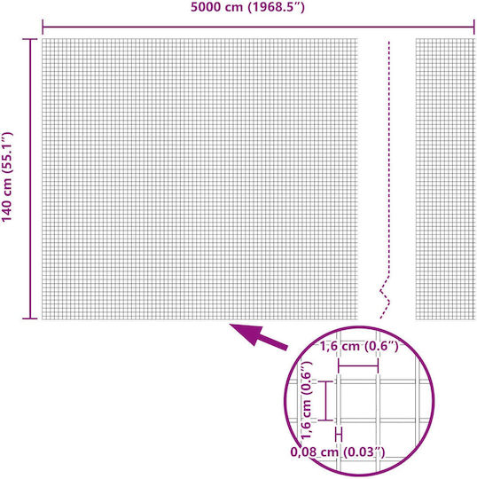Plasă de sârmă sudată gri 1.4x50 M fier