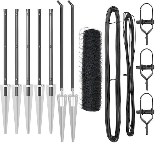 Grey Fence Vidaxl 0.5x10 M Steel Posts Vidaxl Spike 7 Pcs 32 Mm 80cm Galvanized Steel Grey