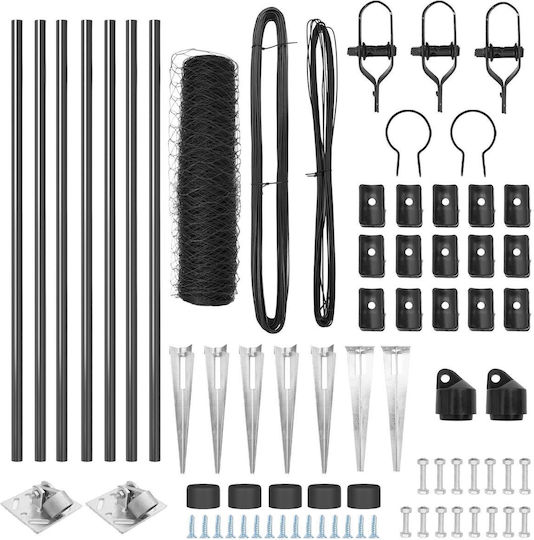 Grey Fence Vidaxl 0.5x10 M Steel Posts Vidaxl Spike 7 Pcs 32 Mm 80cm Galvanized Steel Grey