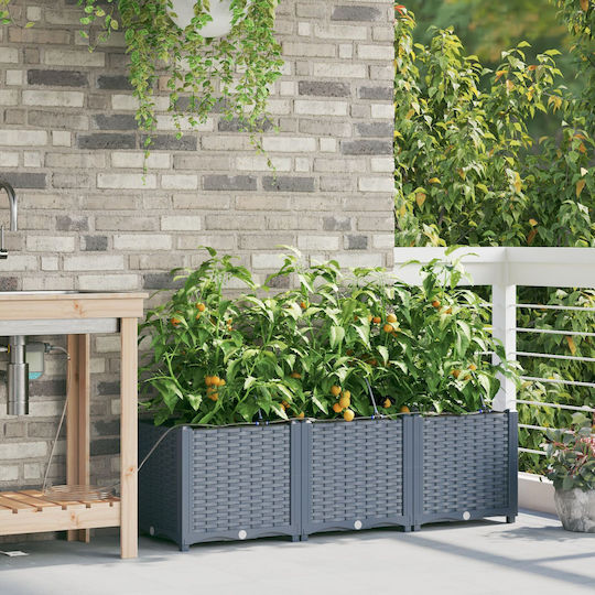 Garden Planters Watering System 3 Pieces Light Gray