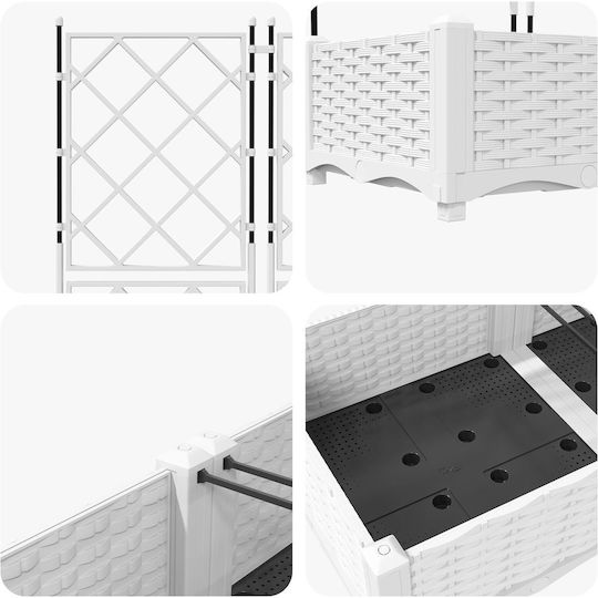 Garden Planter Grid 3 Pcs White 120x40x125.5 cm