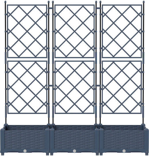 Градински комплект саксии 3 броя сиви 120x40x125.5 см