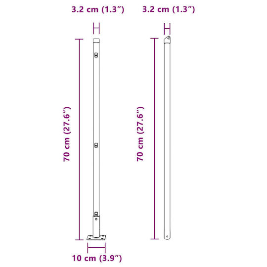 Vidaxl Fence Post Bases 13 pcs 32mm Galvanized Steel 3.2x3.2x70cm Grey