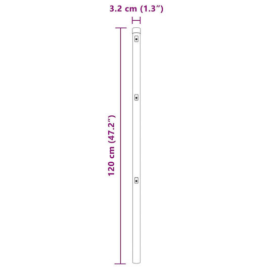 Vidaxl Zaunpfosten 13 Stk. Grau 32 mm Verzinkter Stahl 3,2x3,2x120 cm Grau