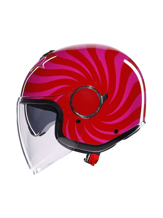 AGV Eteres Tropea Rot/Pink Motorradhelm Jet ECE 22.06 Gewicht (+/-50 gr) mit Sunvisor