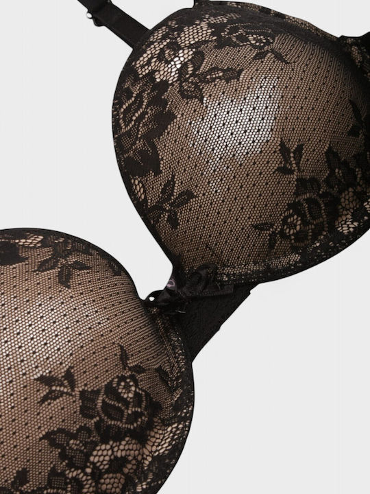 Norddiva Lace Underwear Set with Bra & Brazil Black - Beige