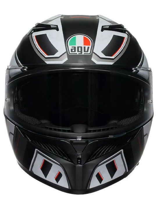 AGV K3 MPLK Rivia Matt Black/White Motorcycle Helmet Full Face ECE 22.06 1550gr with Pinlock and Sun Visor