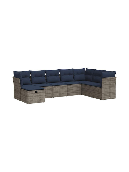 Corner Outdoor Sofa Rattan with Cushions 55x55x69cm