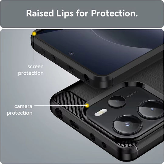 Techsuit Carbon Back Cover Silicone Black (Realme 14T)