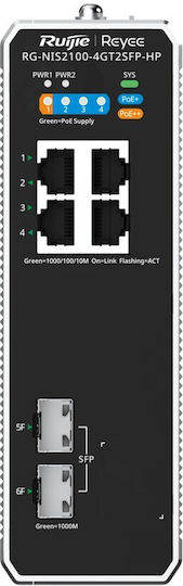 Ruijie Industrial RG-NIS2100-4GT2SFP-HP Managed L2 PoE+ Switch με 4 Θύρες Gigabit (1Gbps) Ethernet και 2 SFP Θύρες