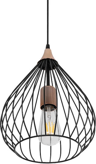 GloboStar Radiaro Pendant Light Black Grid with Socket E27 28x28x70cm