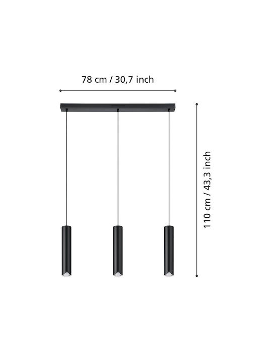 Eglo Lustră Negru 78cm.
