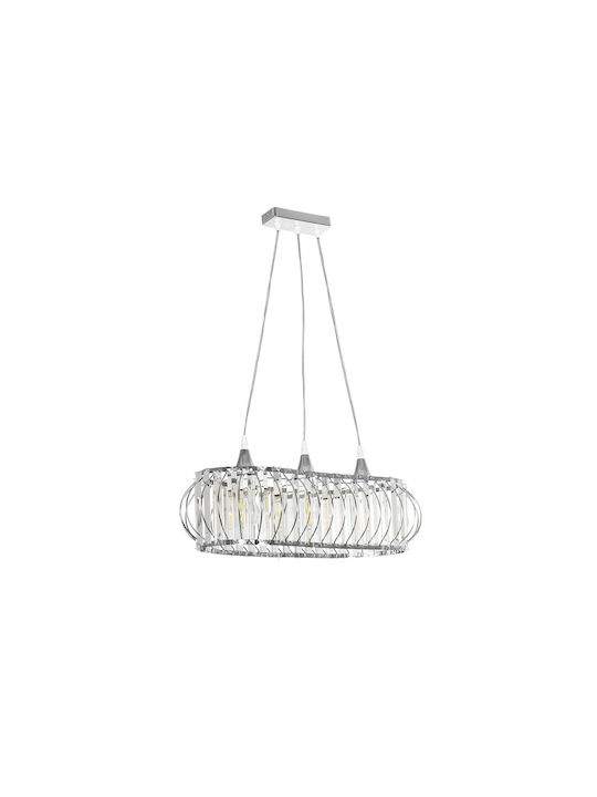 GloboStar Razia Pendant Light Silver with Crystals for Socket E27 60x40x70cm