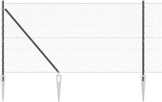 Hexagon Fence Vidaxl Grey 1.4x50 M Steel Stylized Posts Vidaxl Spikes 13 Pcs 32 Mm 160cm Galvanized Steel Grey