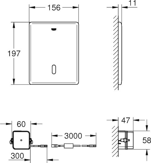 Grohe Tectron Skate Placă Pentru Scurgere Tip Un Singur Spălare Inox Oțel Inoxidabil