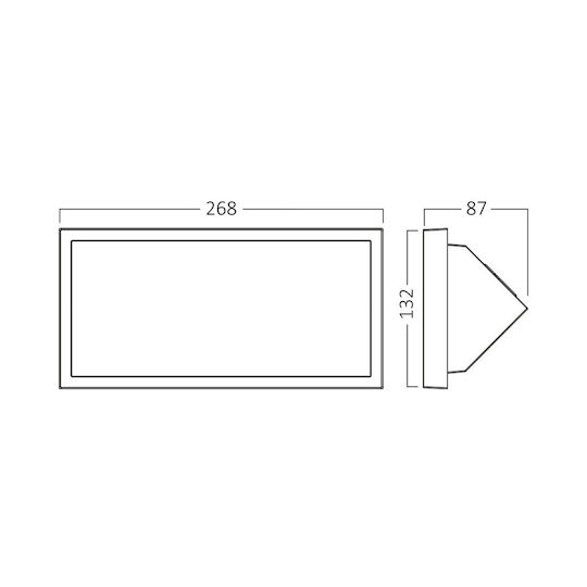 Braytron Стенен Външен Осветител LED IP65 20W с Регулируемо Бяло Светлина 26.8x13.2x8.7см