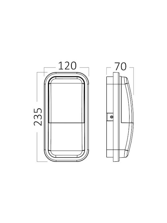 Braytron Επιτοίχιο Εξωτερικό Φωτιστικό IP65 23.5x12x7εκ.