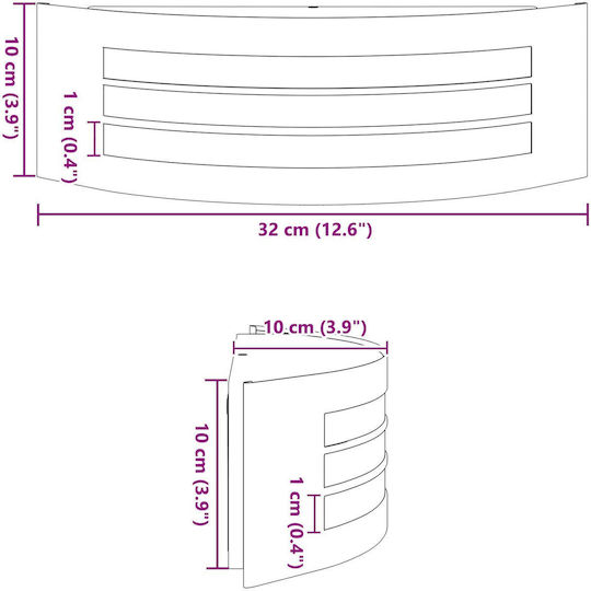 vidaXL Стенен Външен Осветител E27 IP44 32x10x10см