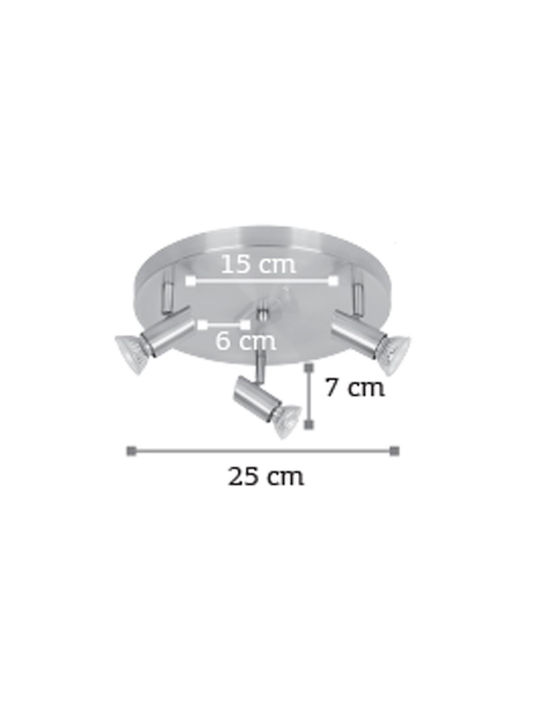Inlight 9075-3 Dreifach Spot mit Fassung GU10 in Silber Farbe