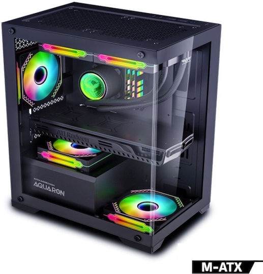 Armaggeddon Aquaron Gaming Mini Tower Κουτί Υπολογιστή με Πλαϊνό Παράθυρο Μαύρο
