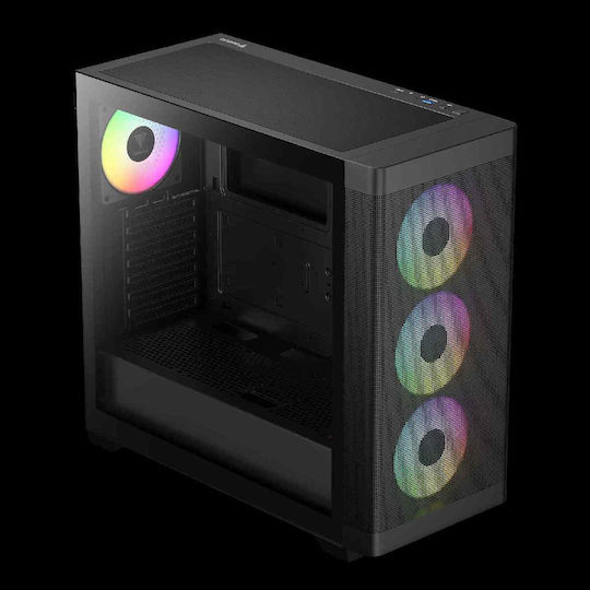 Gamdias Athena M3 Gaming Midi Tower Κουτί Υπολογιστή με Πλαϊνό Παράθυρο και ARGB Φωτισμό Μαύρο