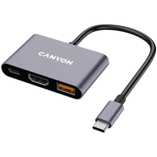 Canyon USB-C Laptop Docking Station with HDMI 4K PowerDelivery Gray
