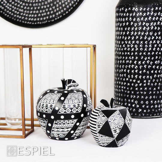 Espiel Decorative Apple made of Polyresin Black/ Gold 14.5x14.5x15cm 1pcs