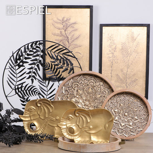 Espiel Decorative Leaf Black Leaves made of Metallic Black 51x9.5x51cm 1pcs