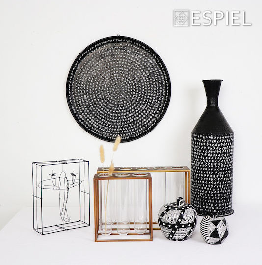 Espiel Decorative Apple made of Polyresin Black/ Gold 14.5x14.5x15cm 1pcs