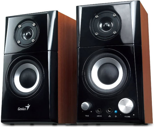 Genius SP-HF500A Ηχεία Υπολογιστή 2.0 με Ισχύ 14W σε Καφέ Χρώμα